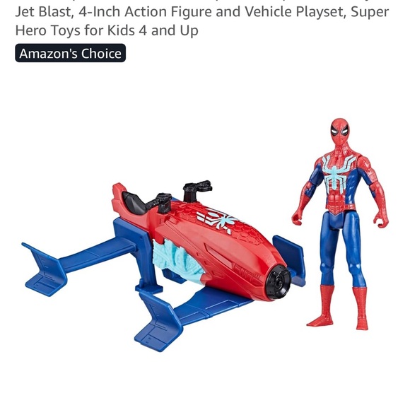 Spiderman Red and Blue Action Figure with Jet Playset - Picture 1 of 2
